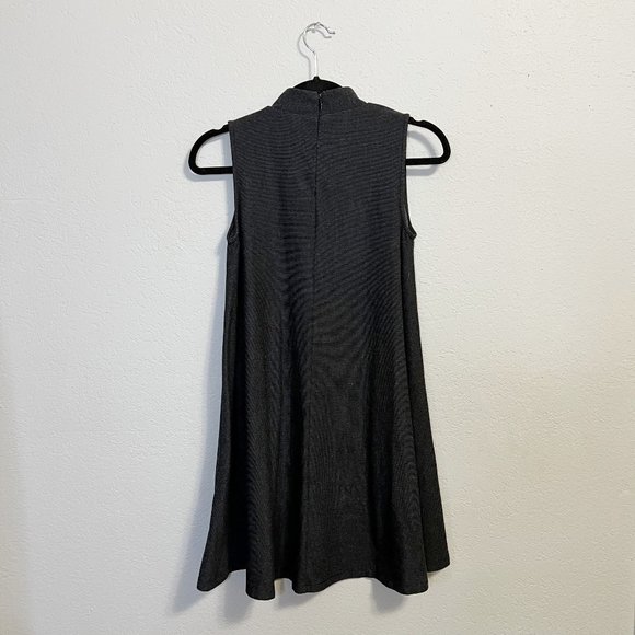 Artisan NY | Striped High Neck Sleeveless Flared Stretch Dress in Black Gray - Picture 2 of 8